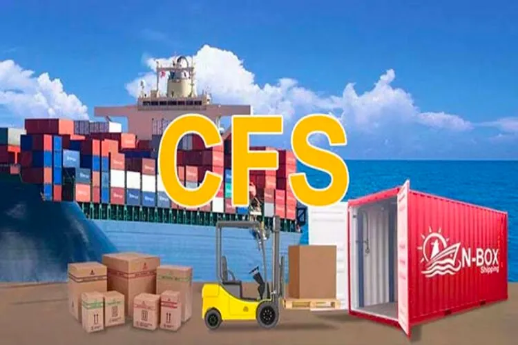 CFS ocean shipping. move boxes into a container then load it on a shipping container