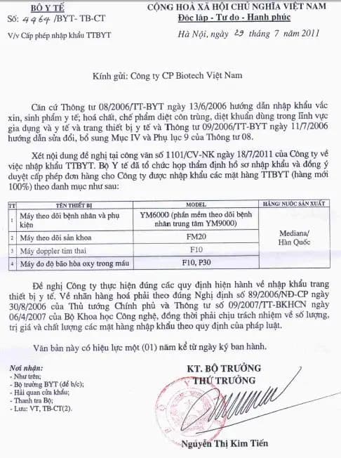 Giấy phép nk thiết bị y tế Giấy phép nk thiết bị y tế