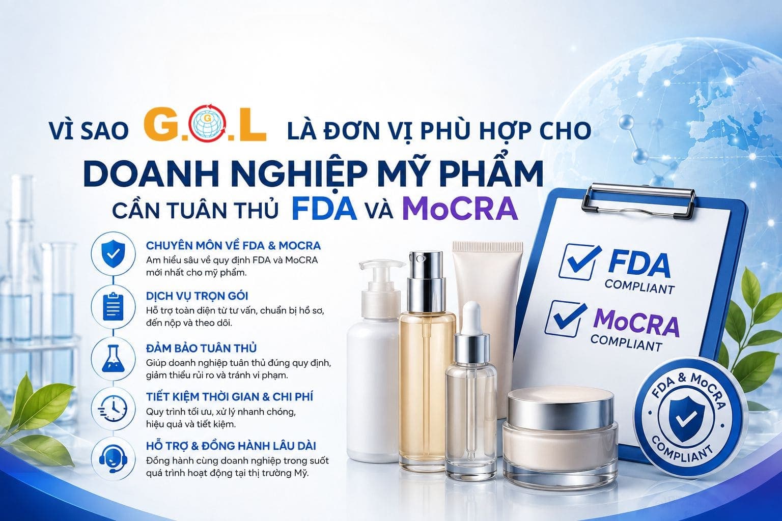 Vì sao G.O.L là đơn vị phù hợp cho doanh nghiệp mỹ phẩm cần tuân thủ FDA và MoCRA